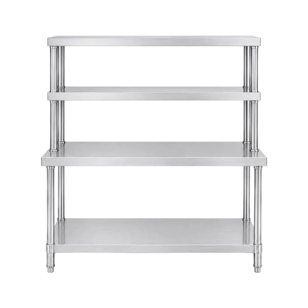 Bàn inox 2 tầng có 2 kệ phẳng trên bàn VP-B22KP
