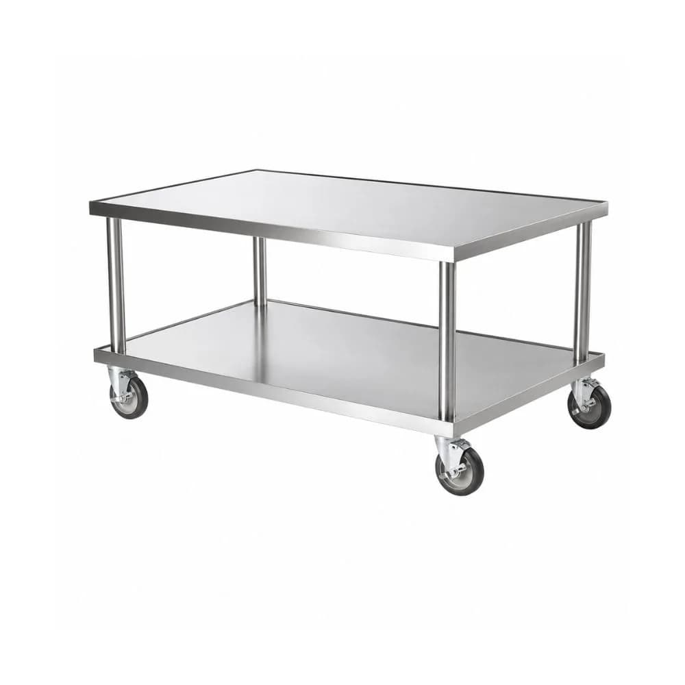 Bàn inox 2 tầng có bánh xe VP-B2TX