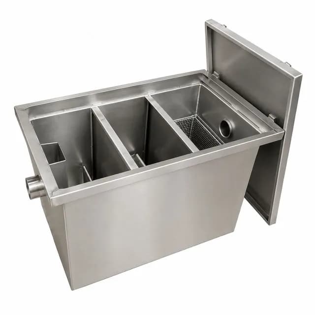 Bẫy mỡ âm sàn VinaPro Inox VP-BMA01 3 ngăn kích thước 630x480x425 mm