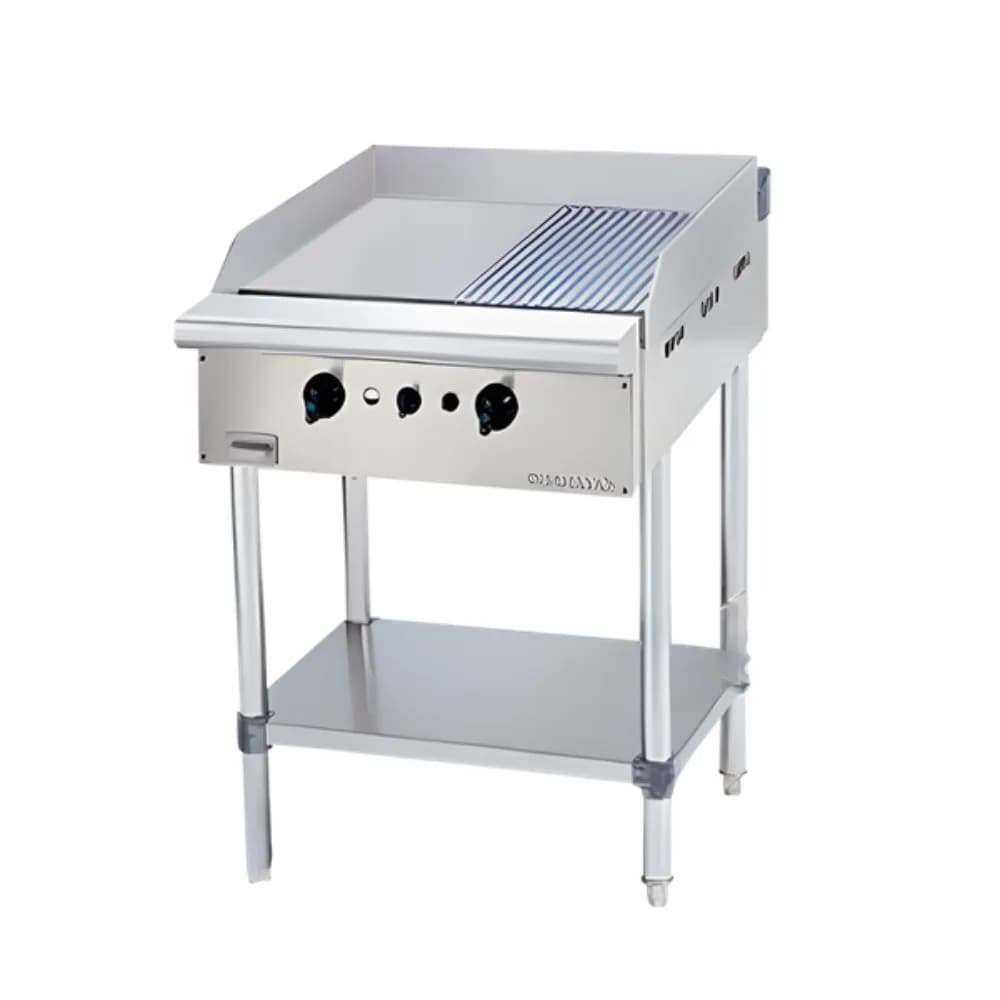 Bếp chiên nửa phẳng nửa nhám dùng gas chân đứng BERJAYA GG2B12RFS