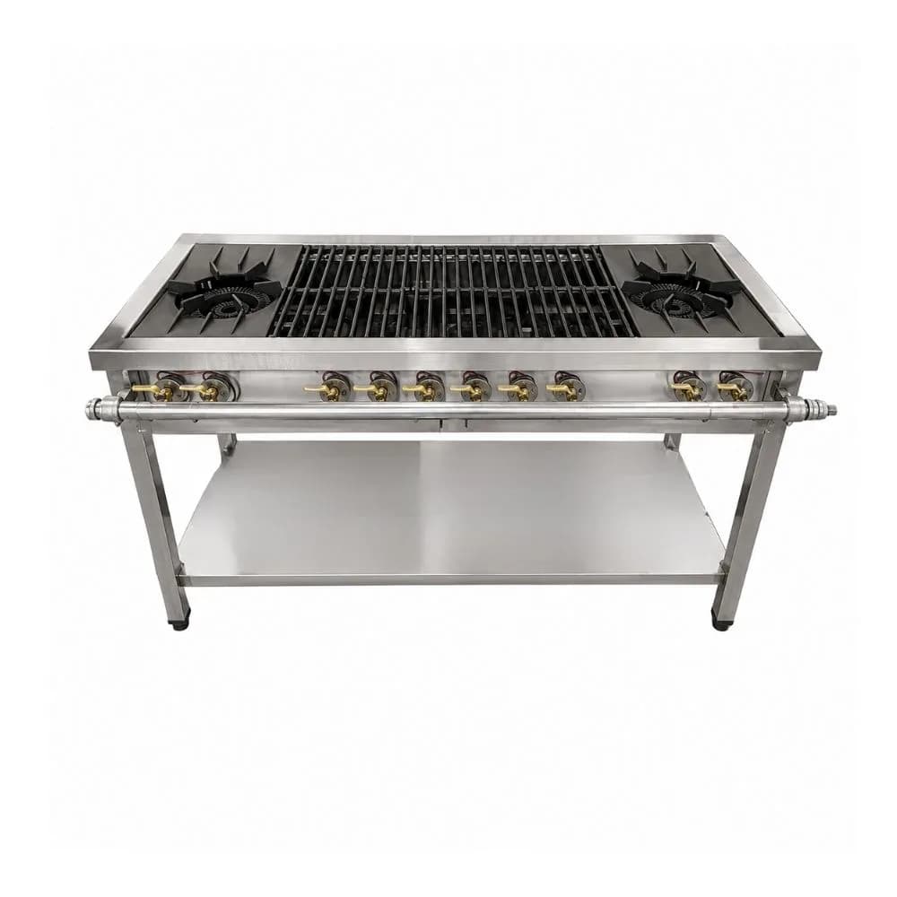Bếp dàn công nghiệp 2 họng to 6 họng nhỏ VinaPro Inox BD-2T6N inox 201/304