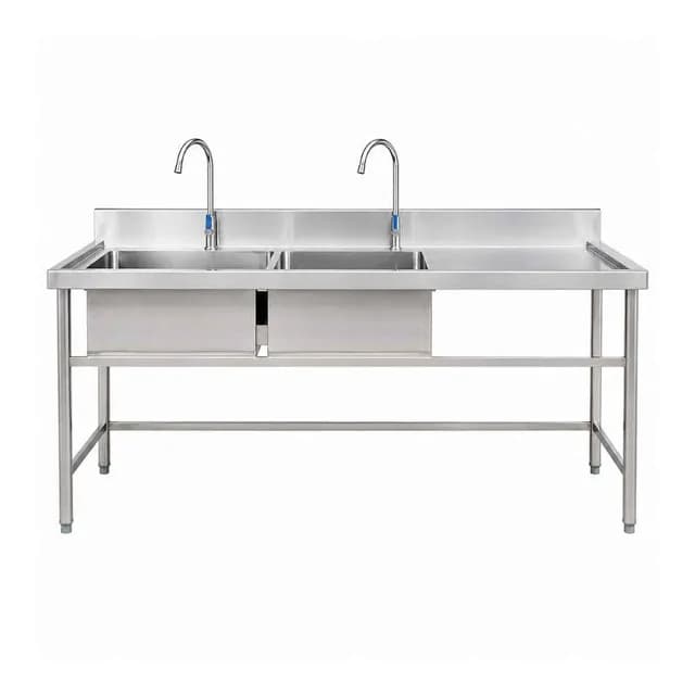 Chậu rửa đôi bàn cánh phải VinaPro Inox VP-B2C02 dài 1800mm inox 304
