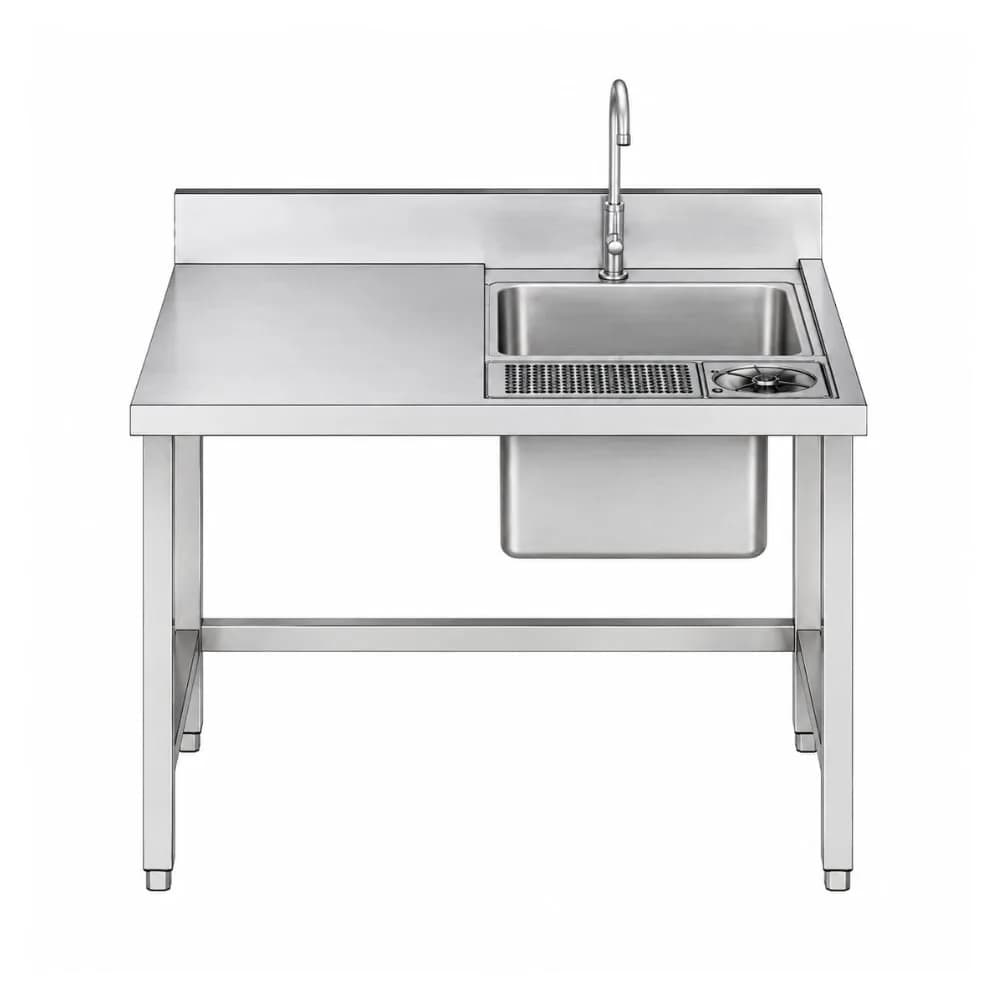 Chậu rửa đơn quầy bar VinaPro Inox VP-BCB01 có khay úp ly ướt và vòi xịt
