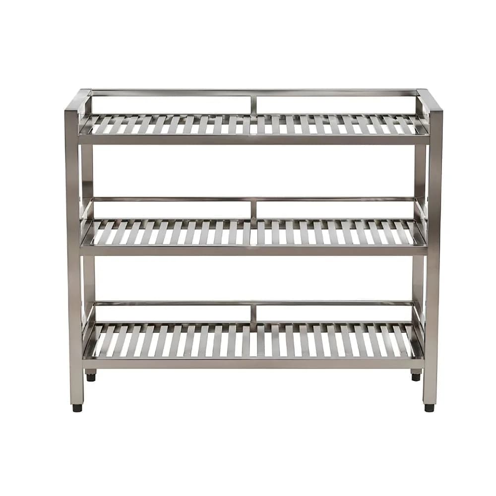Kệ inox 3 tầng giá nan có lan can VP-KNC03