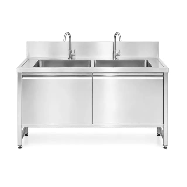 Quầy chậu rửa công nghiệp 2 hố VinaPro Inox VP-QCR002 inox 304