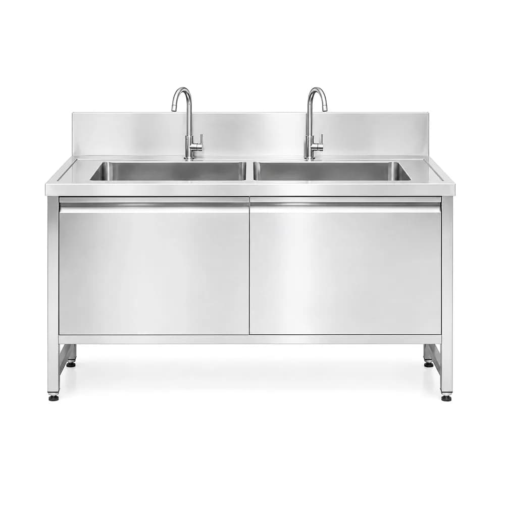 Quầy chậu rửa công nghiệp 2 hố VinaPro Inox VP-QCR002 inox 304