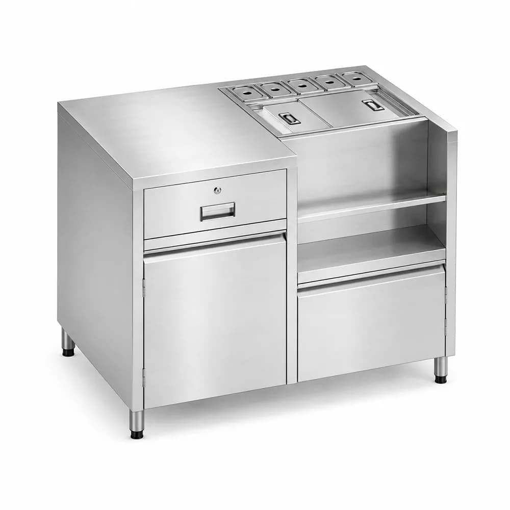 Quầy pha chế inox 1m3 VinaPro Inox VP-QPC002 kích thước 1900 × 900 × 900mm