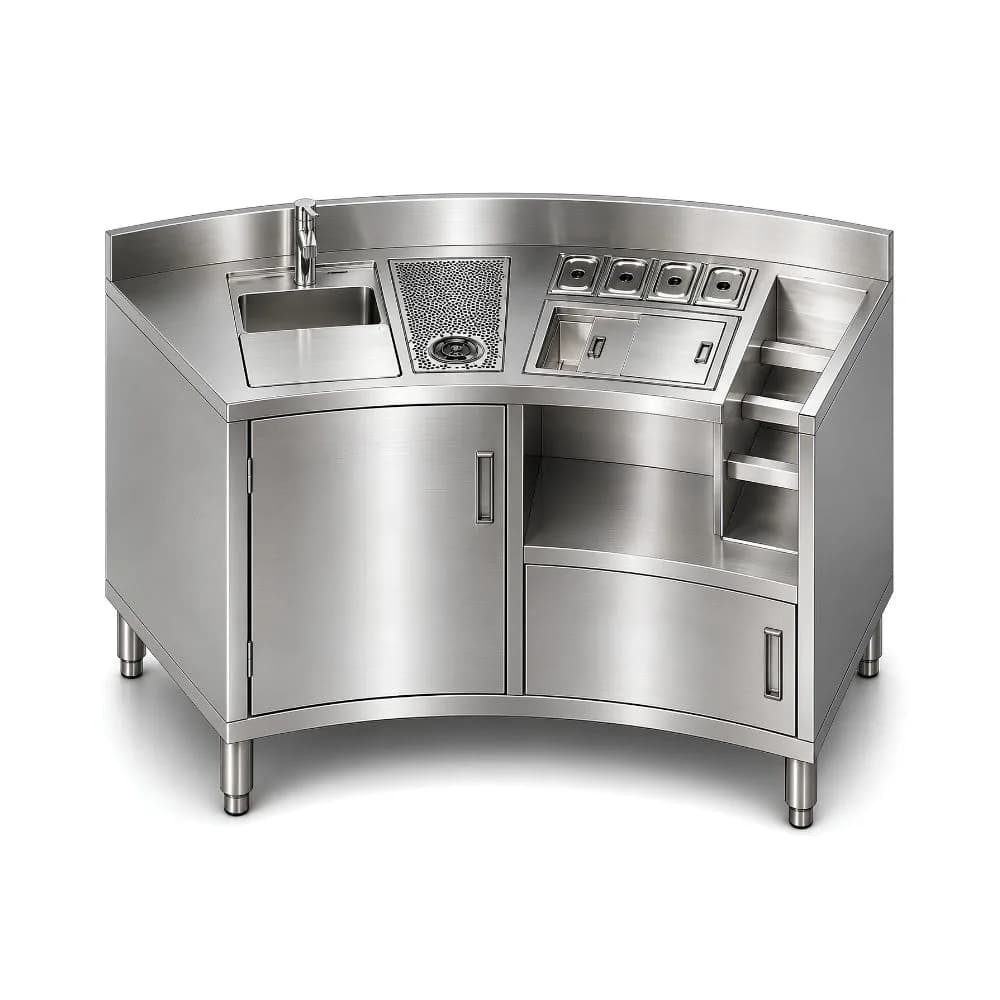 Quầy pha chế inox VinaPro Inox VP-QPCT02 tích hợp thùng đá và chậu rửa