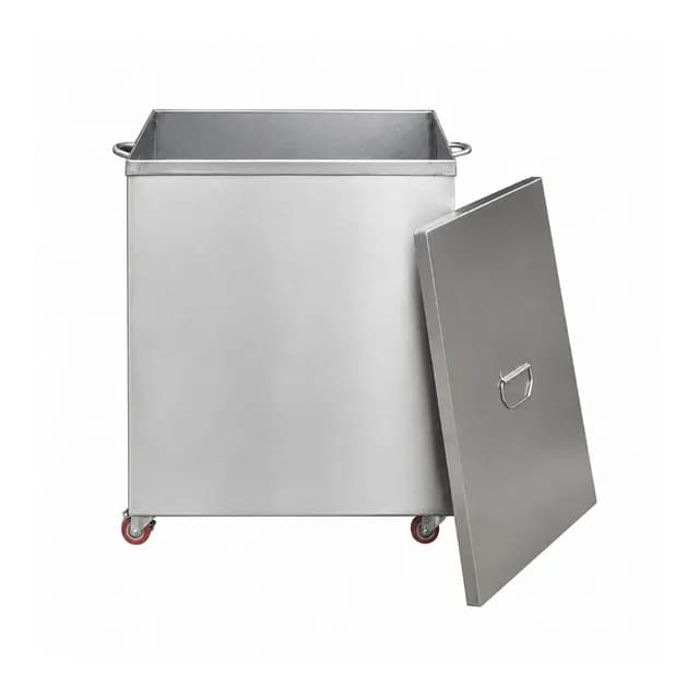 Thùng rác inox vuông có nắp đậy VinaPro Inox VP-TRV03 450x600x700mm