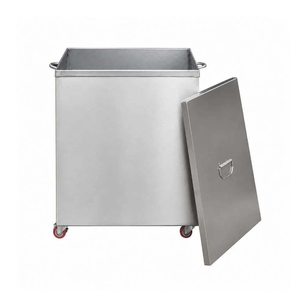 Thùng rác inox vuông có nắp đậy VinaPro Inox VP-TRV03 450x600x700mm
