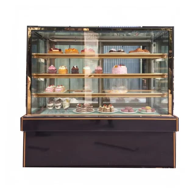 Tủ bánh kem 1m5 kính vuông 4 tầng sấy kính 2 mặt dài 1500mm