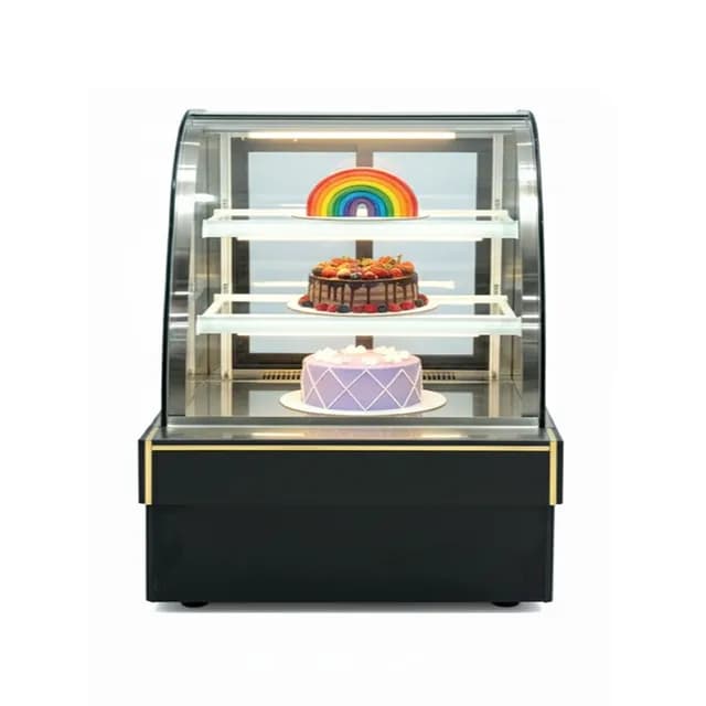 Tủ bánh kem 3 tầng kính cong 90cm dung tích trưng bày nhỏ gọn