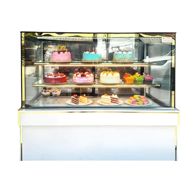 Tủ bánh kem 3 tầng kính vuông 1m2 đá nhô Secop dài 1200mm