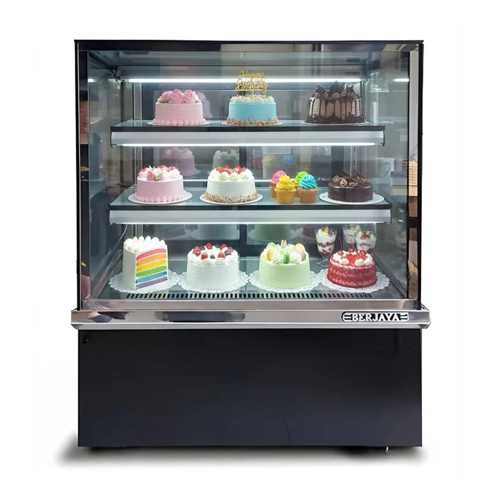 Tủ bánh kem Berjaya kính vuông RCS09SB13-2FB 3 tầng dài 900mm