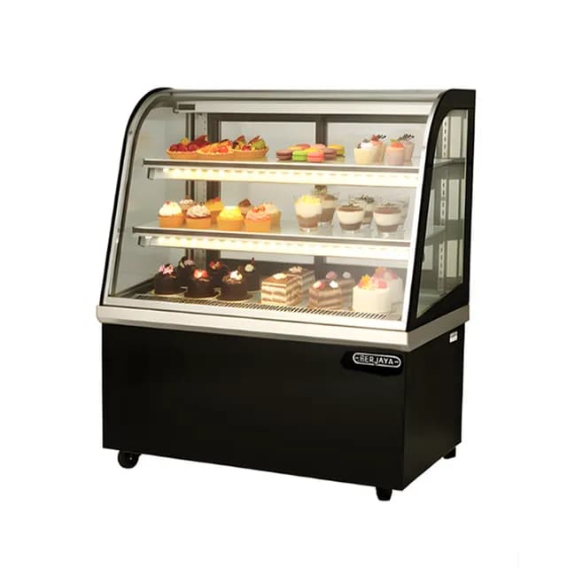 Tủ bánh kem kính cong Berjaya CCS09SB13-2FB dài 900mm công suất 840w