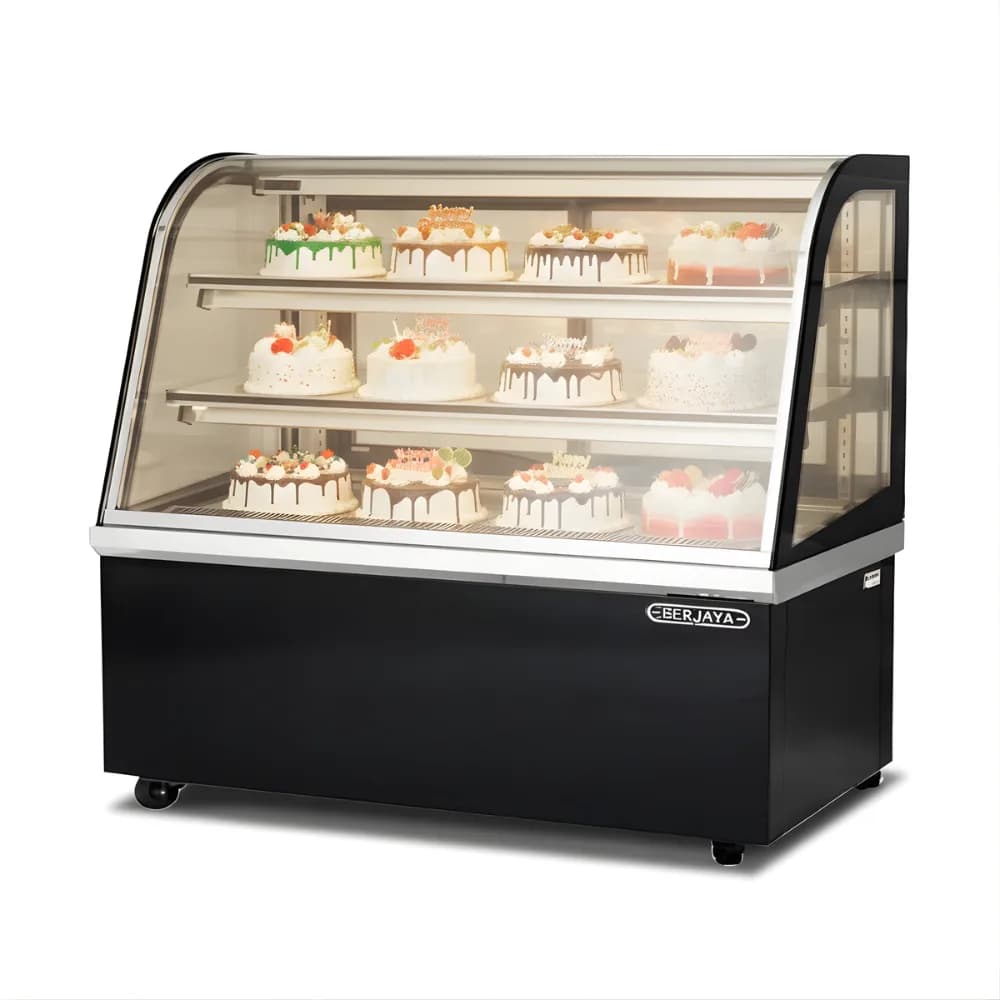 Tủ bánh kem kính cong Berjaya CCS18SB13-2FB dài 1,8m công suất 1330w-1470w