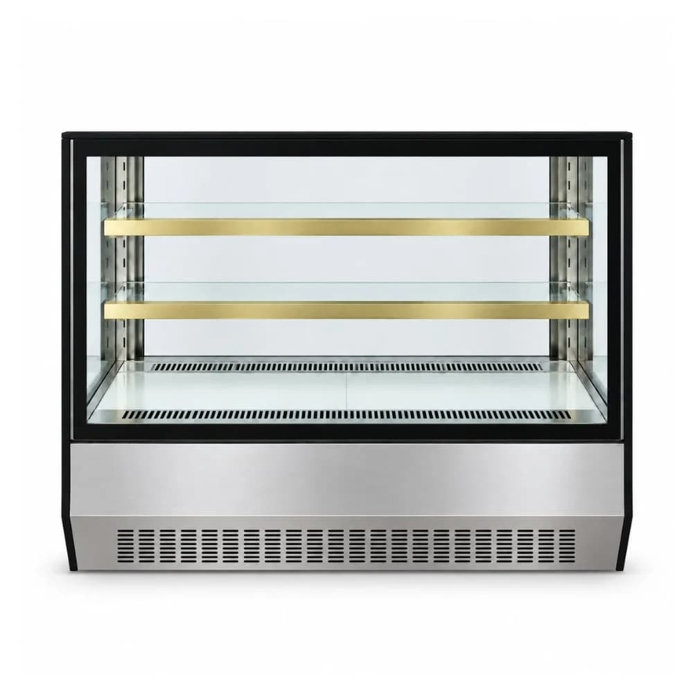 Tủ bánh kem mini để bàn kính vuông 90cm Snow Queen sấy kính 2 mặt