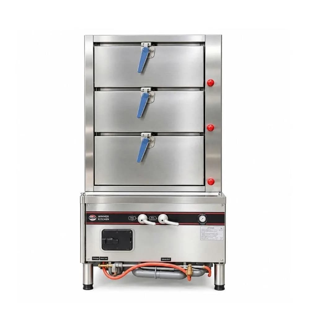 Tủ hấp 3 ngăn dùng gas Koliton GS-3DE kích thước 900x800x1850mm