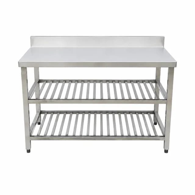 Bàn bếp inox có 2 giá nan VinaPro Inox VP-BB2NT dài 2000mm