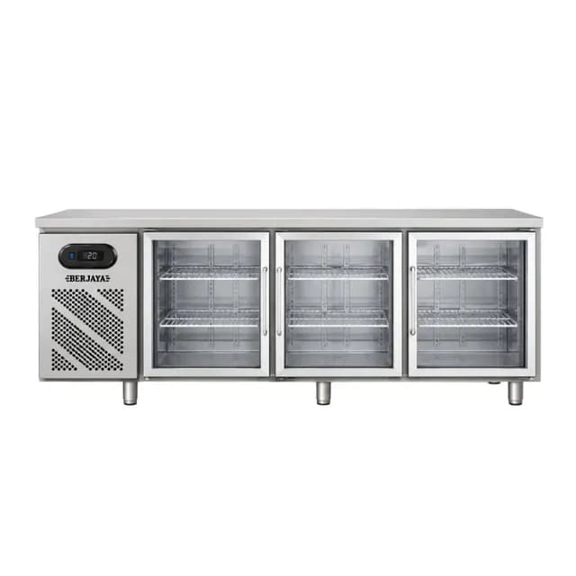 Bàn mát quầy bar Berjaya B3D/C7/600-SM dung tích 405 lít 3 cánh kính