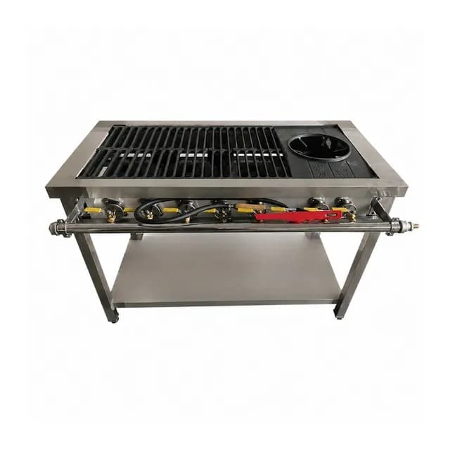 Bếp gas công nghiệp Hàn Quốc VinaPro Inox BD-1T5N 1 họng to 5 họng nhỏ