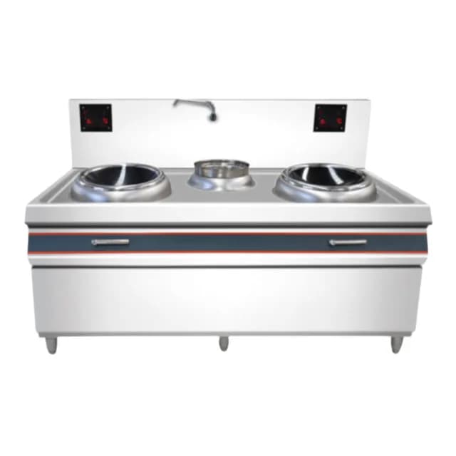 Bếp từ công nghiệp đôi mặt lõm 8KW kích thước 1800x1000x800/400mm