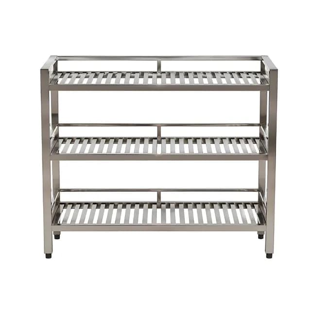 Kệ inox 3 tầng giá nan có lan can VinaPro Inox VP-KNC03 1500mm