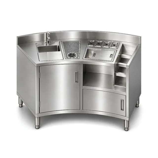 Quầy pha chế inox VinaPro Inox VP-QPCT02 tích hợp thùng đá và chậu rửa