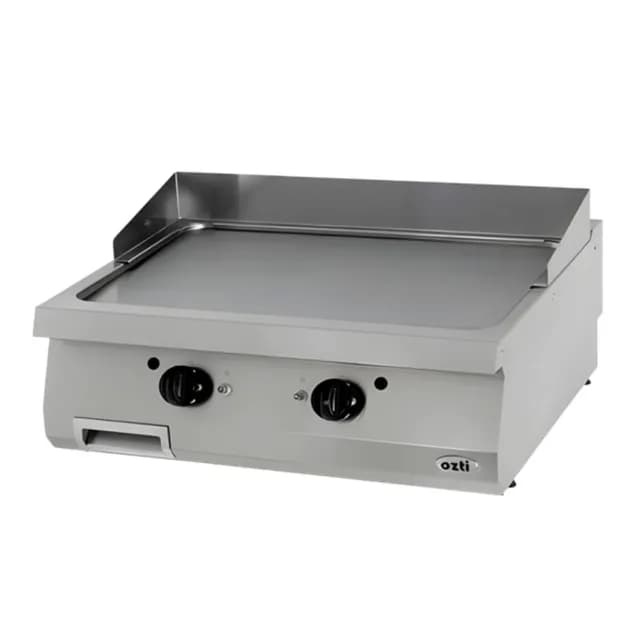 Thiết bị bếp chiên rán phẳng đôi dùng gas Ozti OGG 8070 mặt Crom 14KW