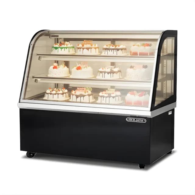 Tủ bánh kem kính cong Berjaya CCS18SB13-2FB dài 1,8m công suất 1330w-1470w