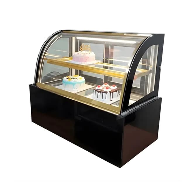 Tủ bánh kem mini Snow Queen để bàn kính cong đế đá