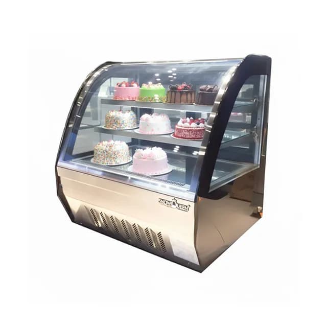 Tủ bánh kem mini để bàn kính cong Snow Queen GB-100L 70cm công suất 400W
