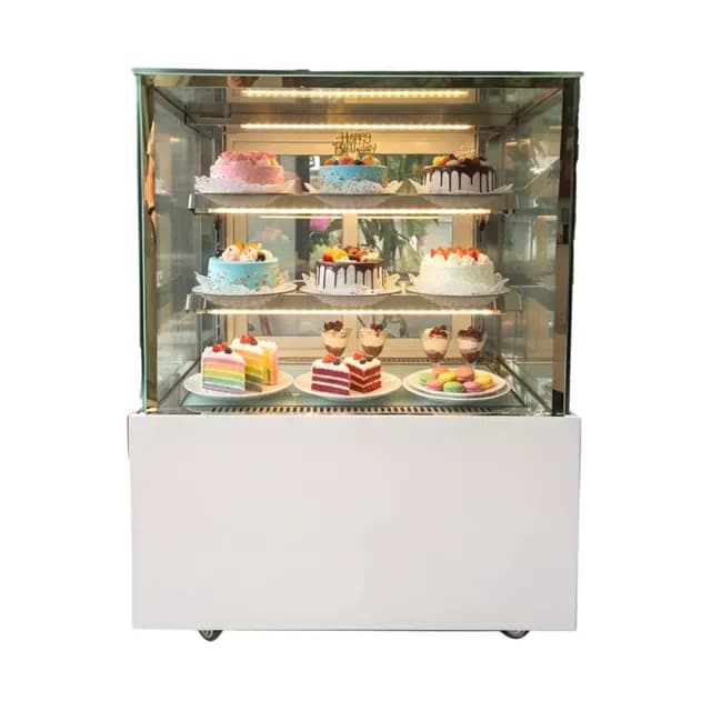 Tủ trưng bày bánh kem Snow Queen 90cm 3 tầng kính vuông sấy kính 900x680x1200mm